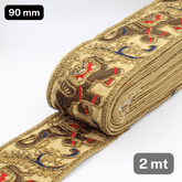 2 meters of Brown Elephant Trim, Embroidered Elephant Border, Royal Indian Lace, Floral Sari and Elephant Trim 90mm - ACCESSOIRES LEDUC BV